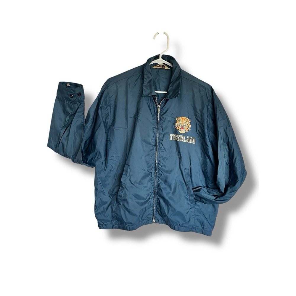 VTG 1960s KOLESPORT Nylon Jacket TIGERLAND LA Fort Polk (?) Zip Flocked Tiger M - Picture 2 of 9